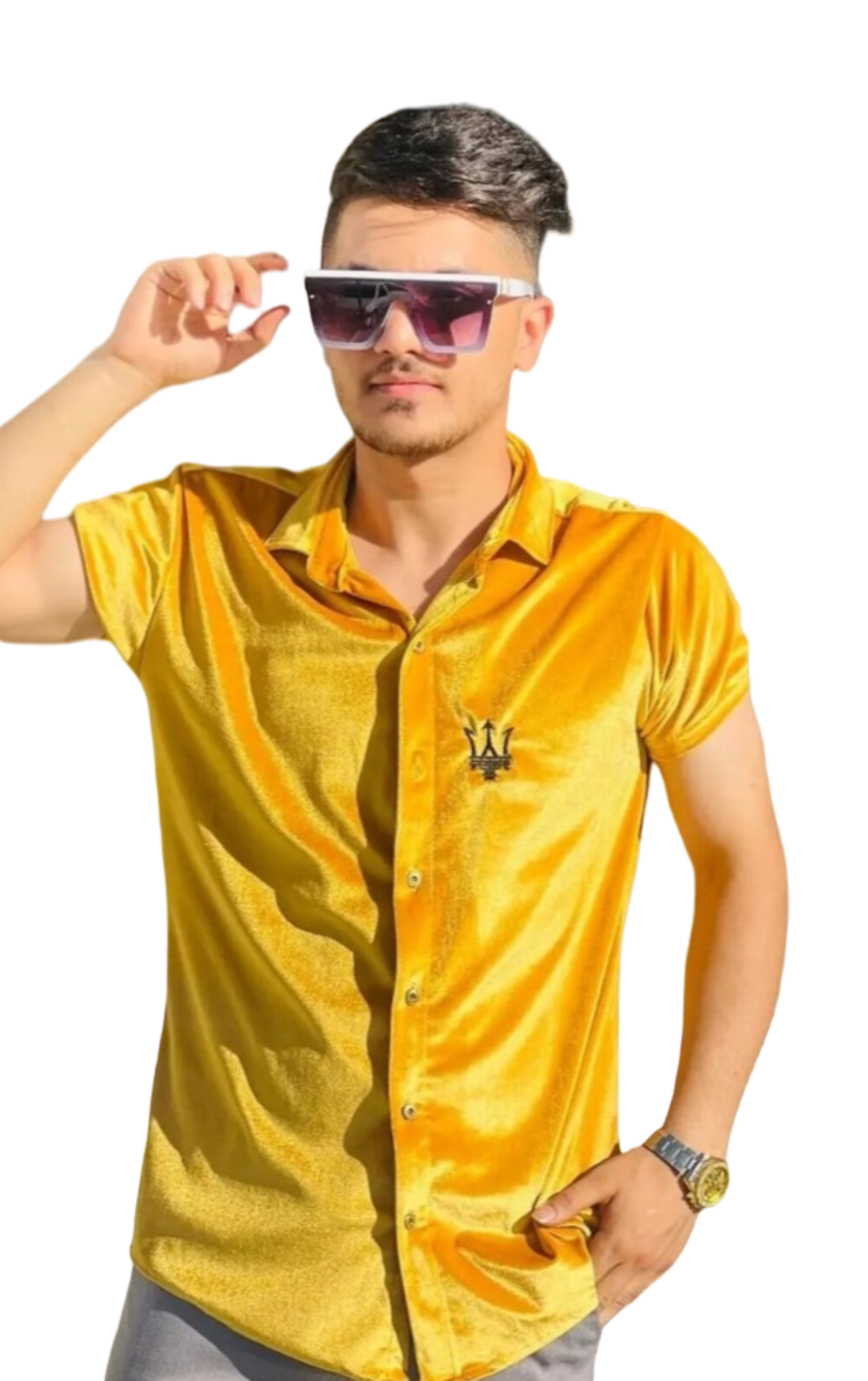 پیراهن مخمل زرد