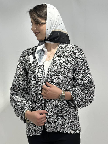 مانتو کراپ پلنگی زنانه سفید